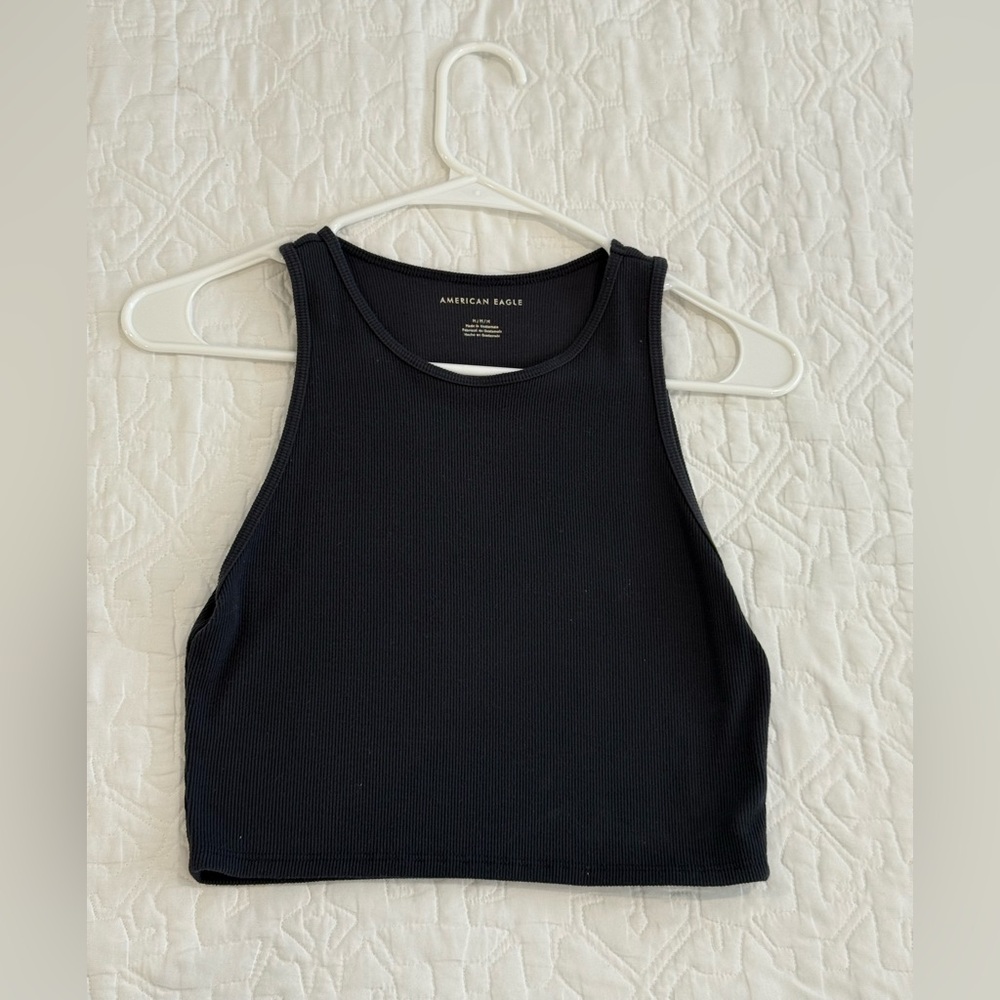 American Eagle Outfitters Black Halter Crop Tank Top